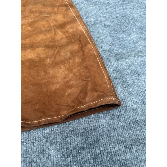 Vintage Brown Suede Leather Mini Skirt LaceUp Back Zipper Front Green Lining 70s - Picture 11 of 14